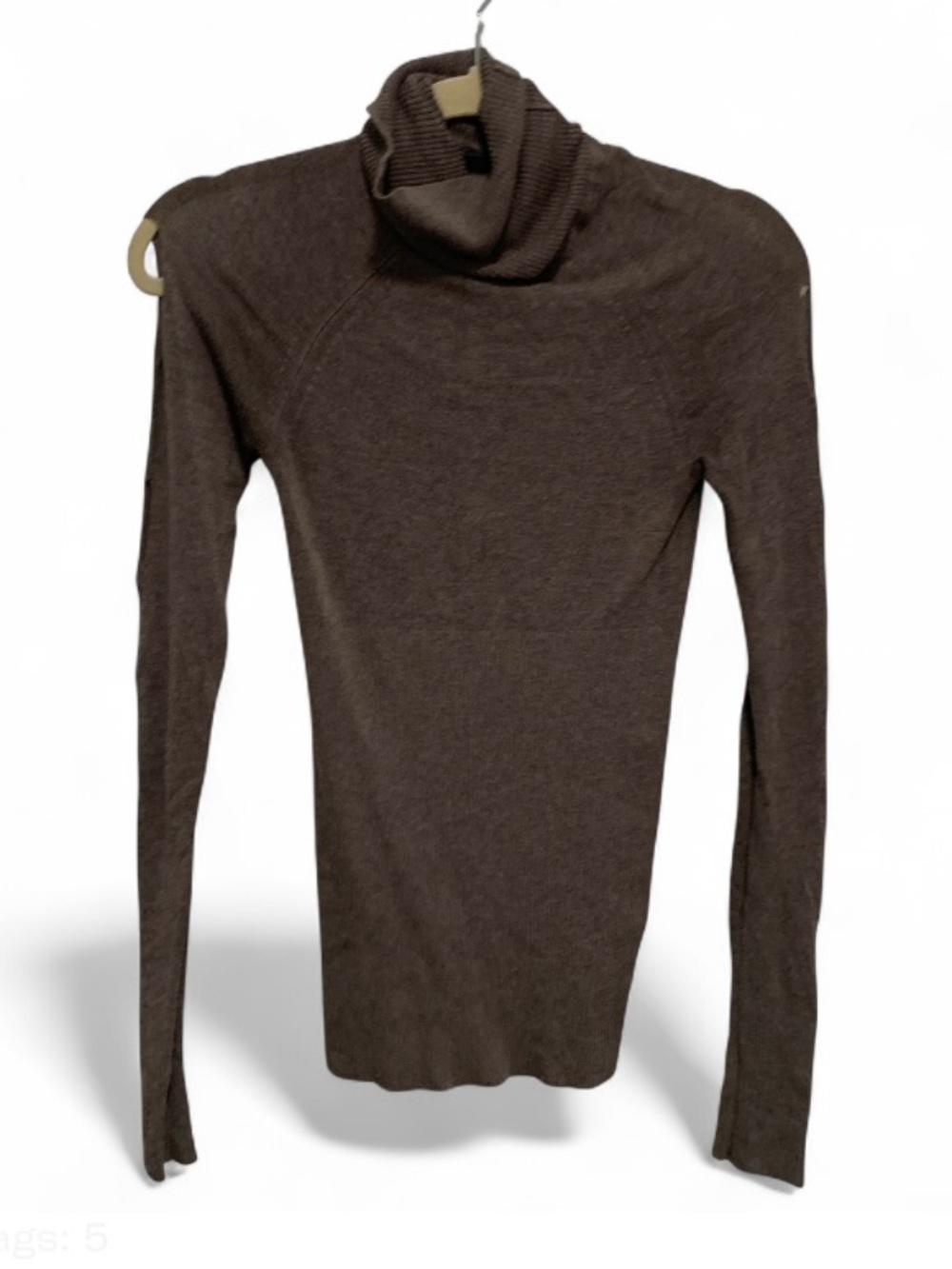 Y2K Guess Taupe Brown Turtleneck Slim-Fit Cut Out Sleeves Sweater